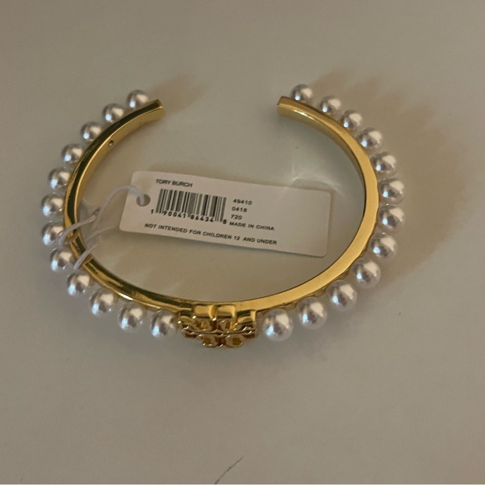 Tory Burch Gold and Pearl Cuff Bracelet